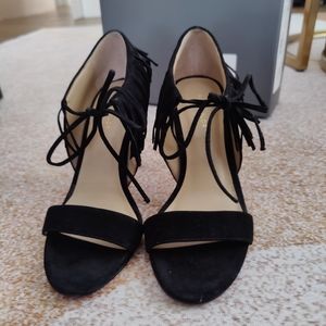 New! Ann Taylor Women Suede High Heels Toni Fringe Sandals